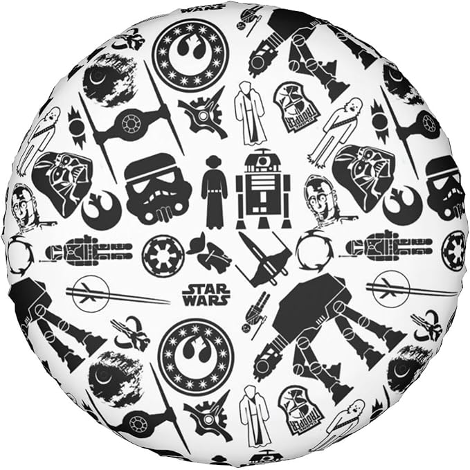 SW Spare Tire Cover SW Characters Symbols Pattern Tire Covers Black White