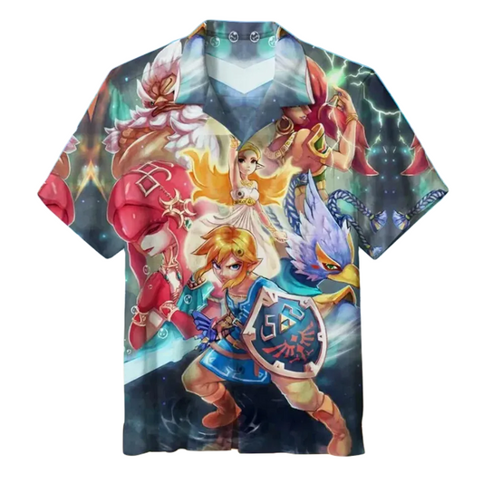 Legend Of Zelda Hawaii Shirt Legend Of Zelda Characters Graphic Hawaiian Shirt Colorful Unisex