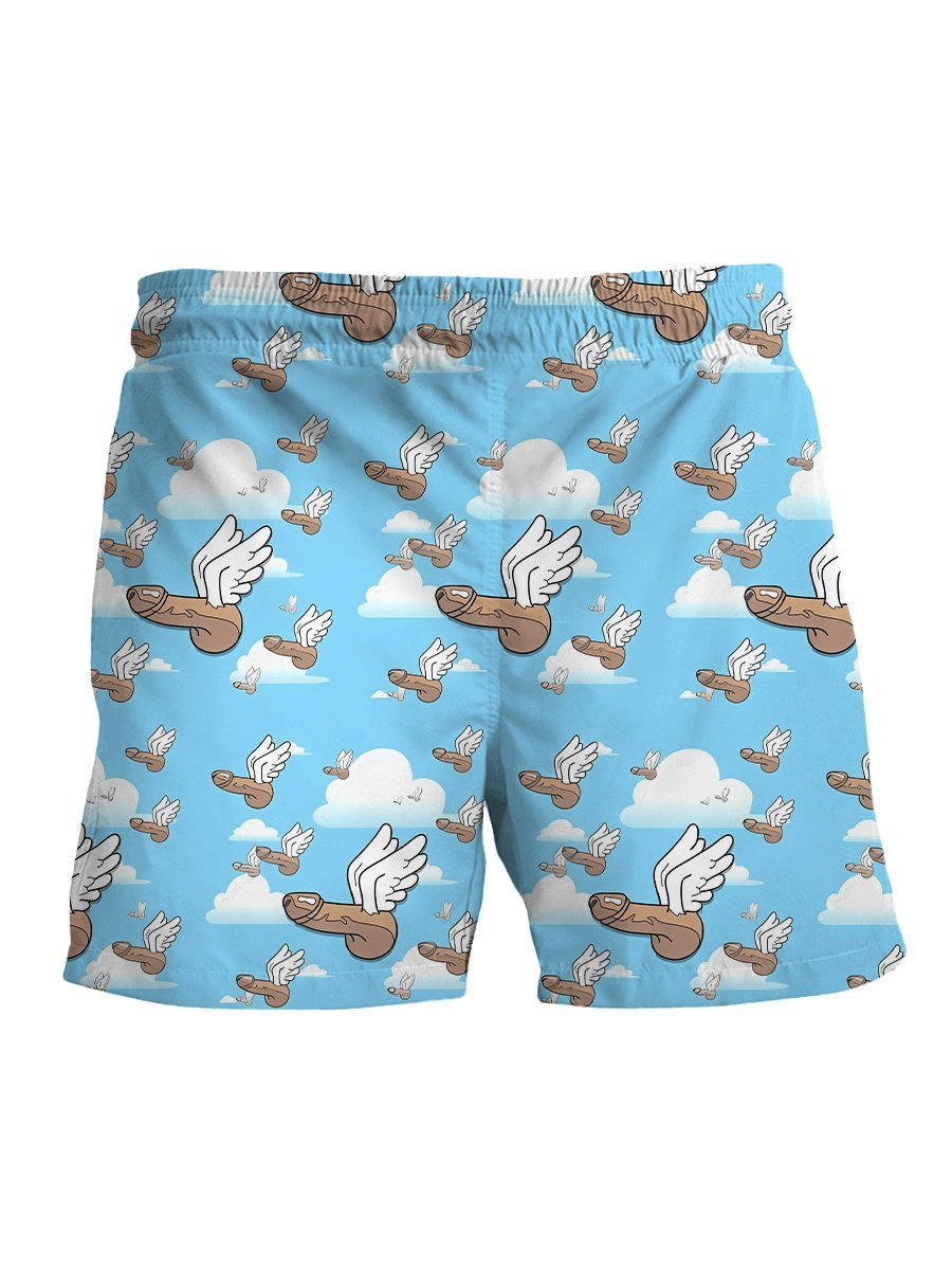 Funny Shorts Funny Flying Cloud Pattern Beach Shorts Blue