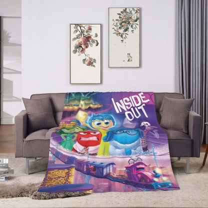 Inside Out Blanket DN Inside Out Characters And Train Blanket Colorful