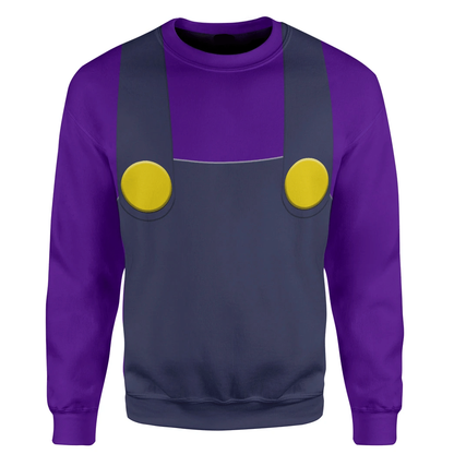 Super Mario Costume Hoodie Game Character Waluigi Costume T-shirt Sweatshirt Purple Unisex Adults