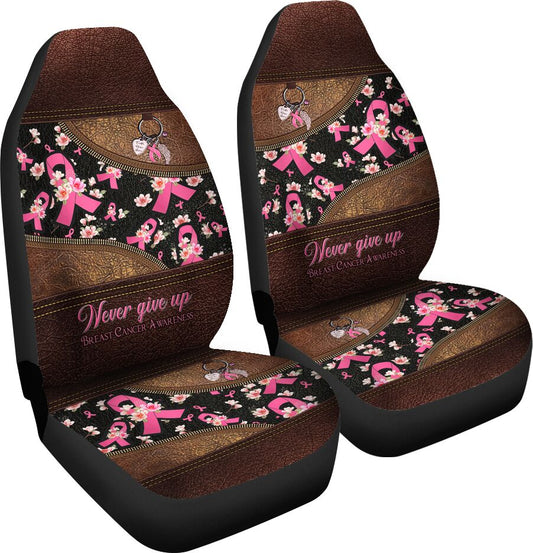 Breast Cancer Car Seat Covers Never Give Up Breast Cancer Awareness Seat Covers Brown