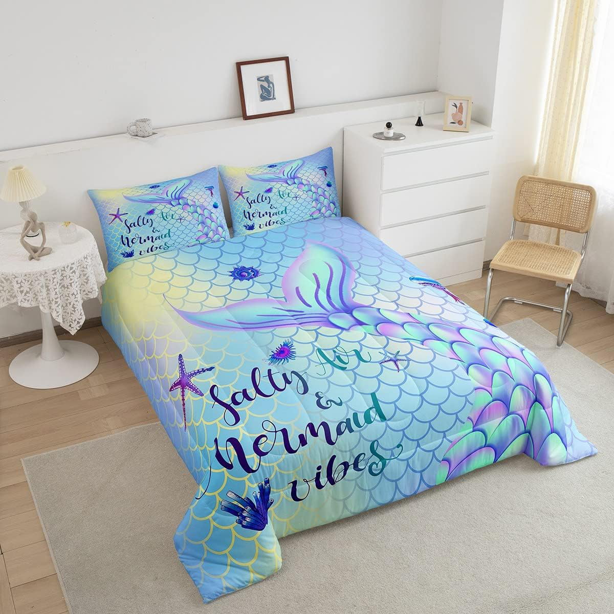 Mermaid Bedding Set Salty Air And Mermaid Vibes Duvet Covers Blue Unique Gift