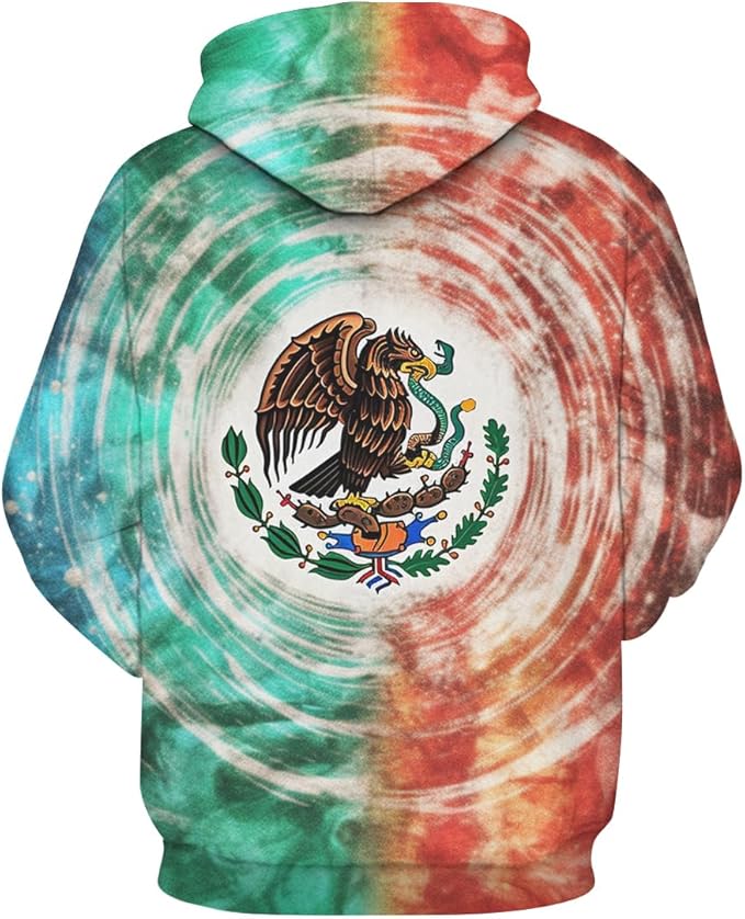 Mexico Hoodie National Symbols Of Mexico Graphic Hoodie Red Blue Unisex