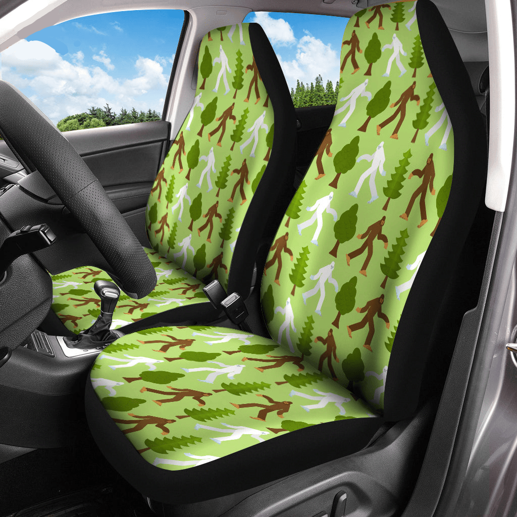 Bigfoot Car Seat Covers Bigfoot Sasquatch In Forest Pattern Seat Covers Green