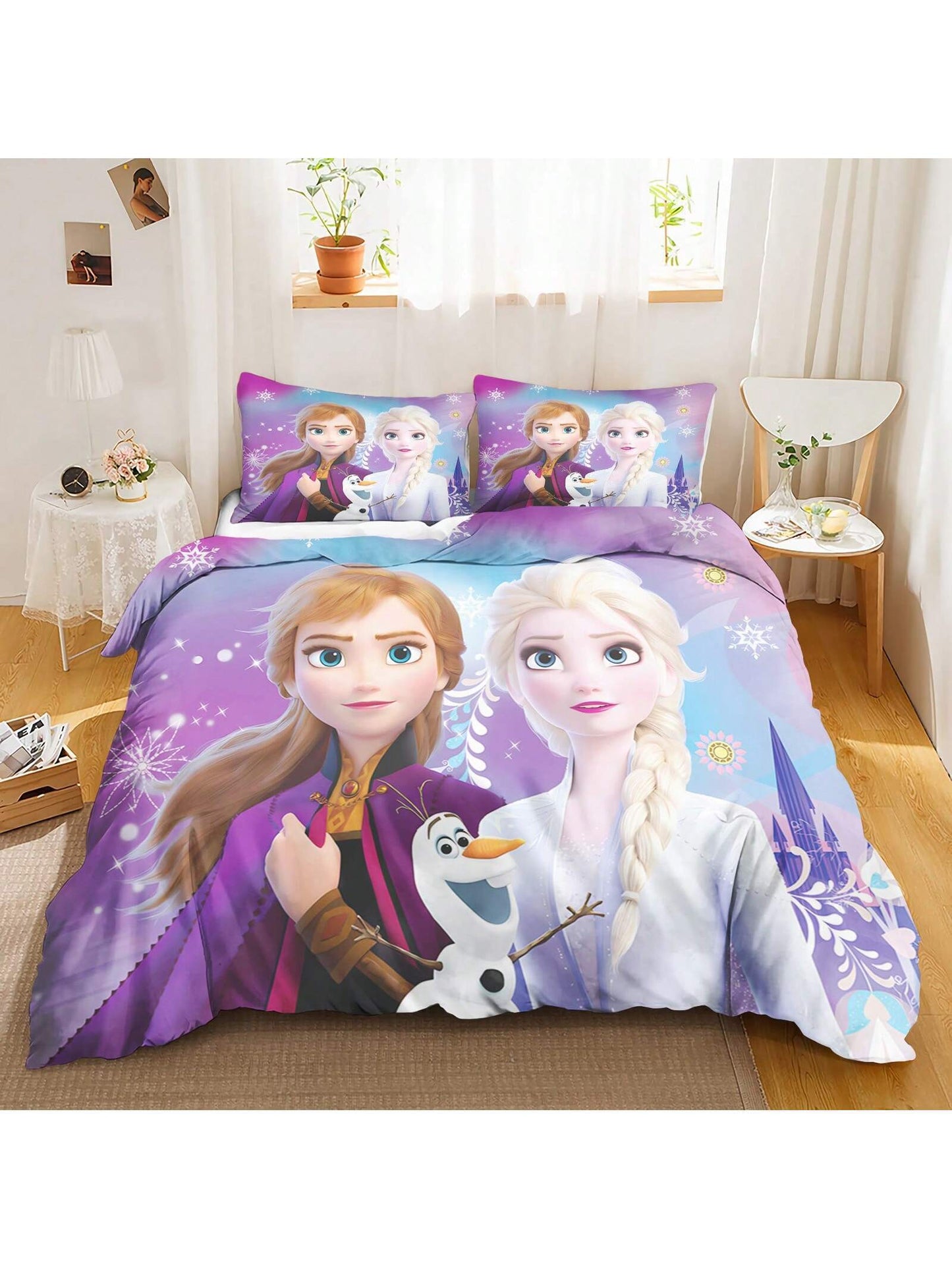 Frozen Bedding Set Sisters Elsa And Anna Graphic Duvet Covers Colorful Unique Gift