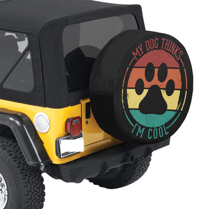 Dog Spare Tire Cover My Dog Thinks I'm Cool Pawprint Pattern Tire Covers Colorful