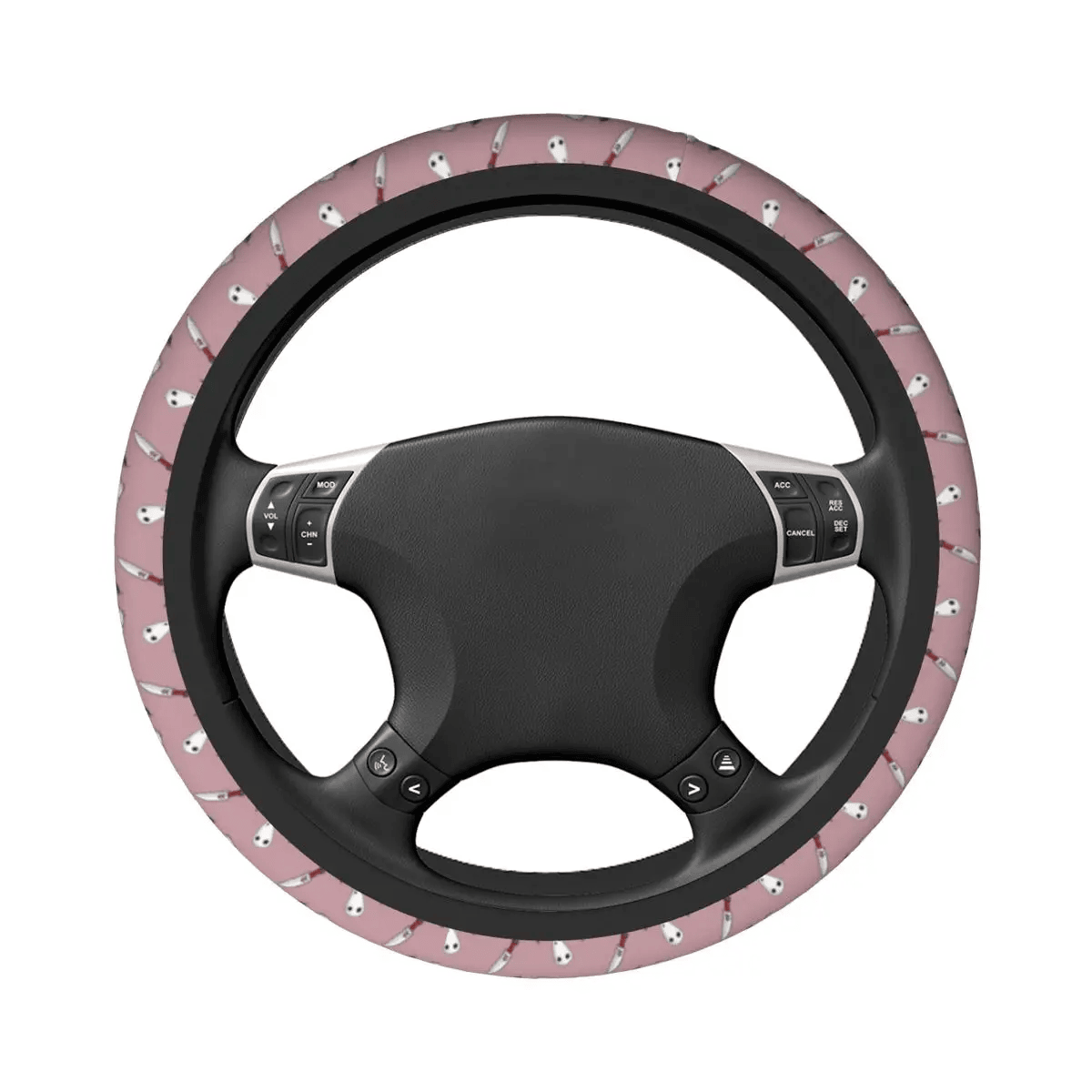 SGhibli Steering Wheel Cover Princess Mononoke Masks Pattern Driving Wheel Cover Pink