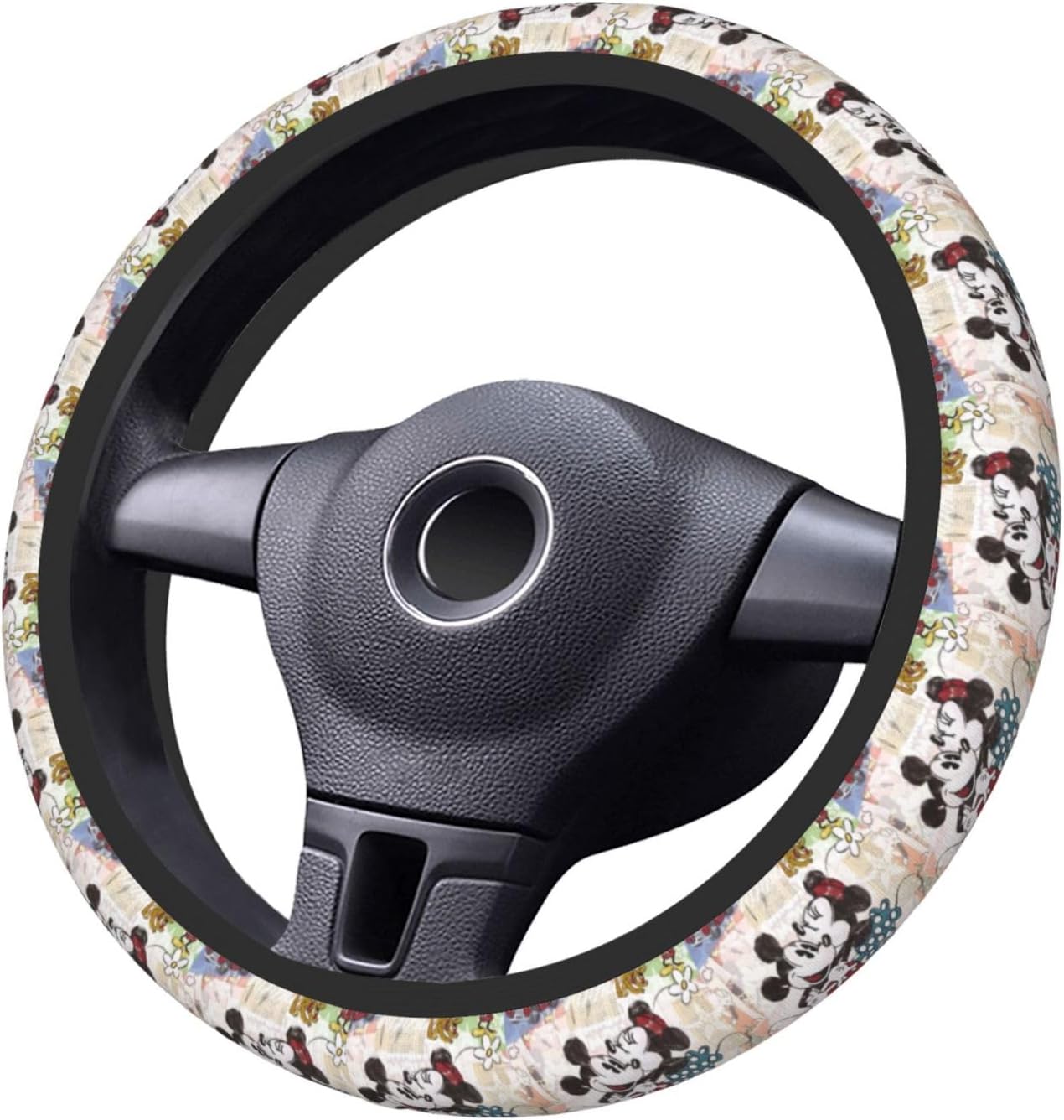 Minnie Steering Wheel Cover Minnie Kissing MM Pattern Driving Wheel Cover Colorful