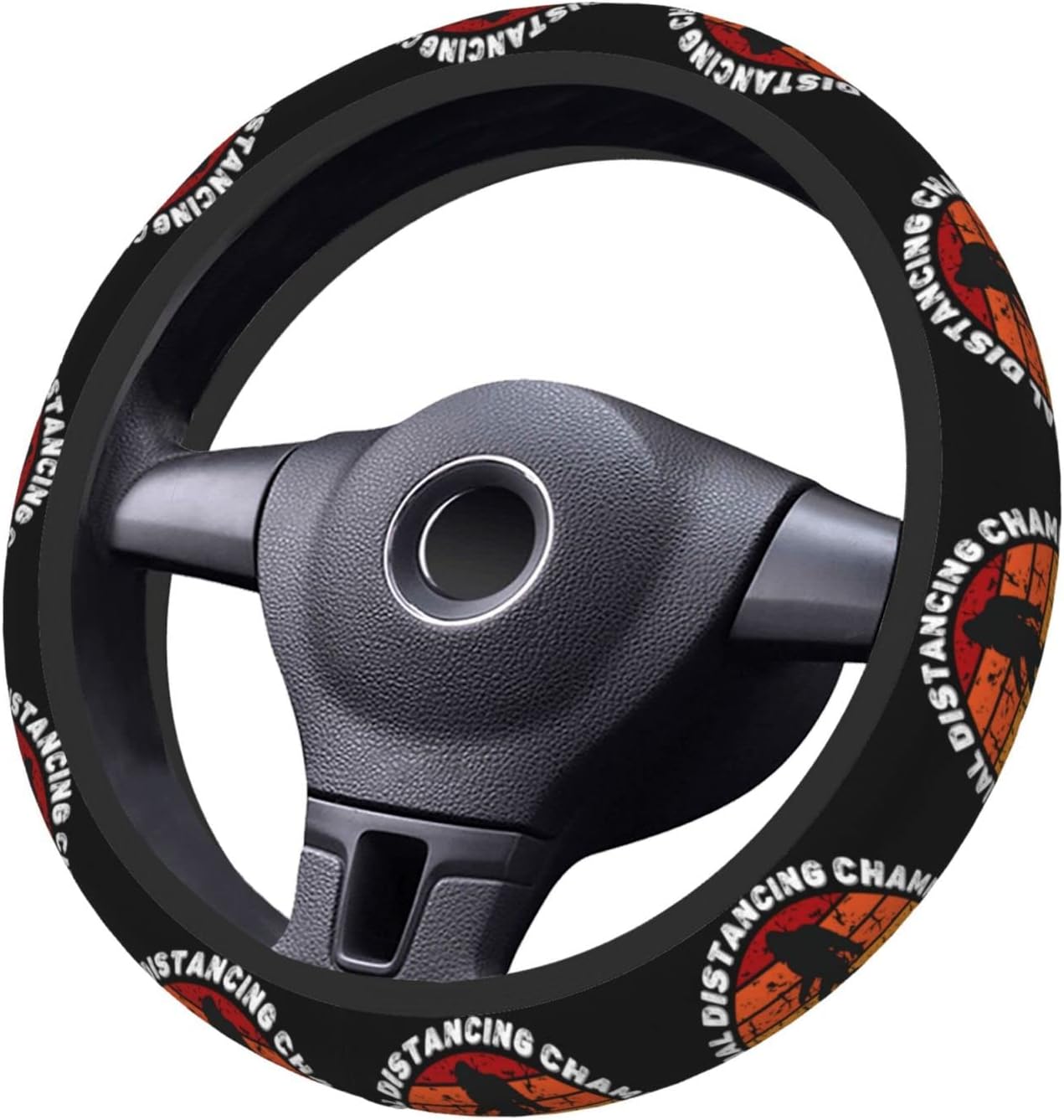 Bigfoot Steering Wheel Cover Bigfoot Social Distancing Champion Driving Wheel Cover Black Orange