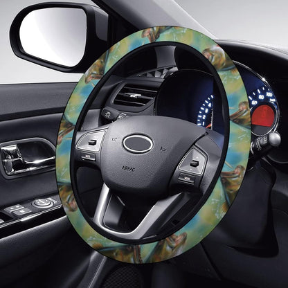 Fishing Steering Wheel Cover Bass Fishing Graphic Pattern Driving Wheel Cover Green