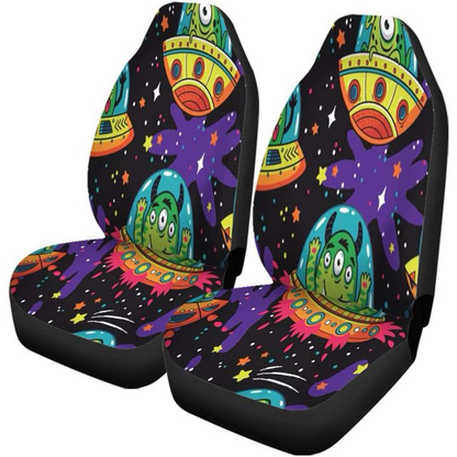 UFO Car Seat Covers Alien Monsters in The Spaceships UFO Pattern Seat Covers Colorful