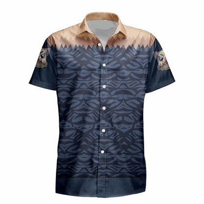 Demon Slayer Hawaii Shirt Inosuke Graphic Clothes Pattern Hawaiian Shirt Black Brown Unisex