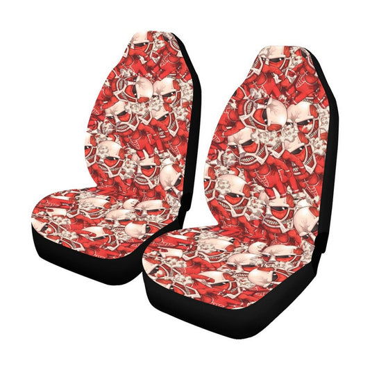 Attack On Titan Car Seat Covers Colossal Titan Doodle Pattern Seat Covers Red