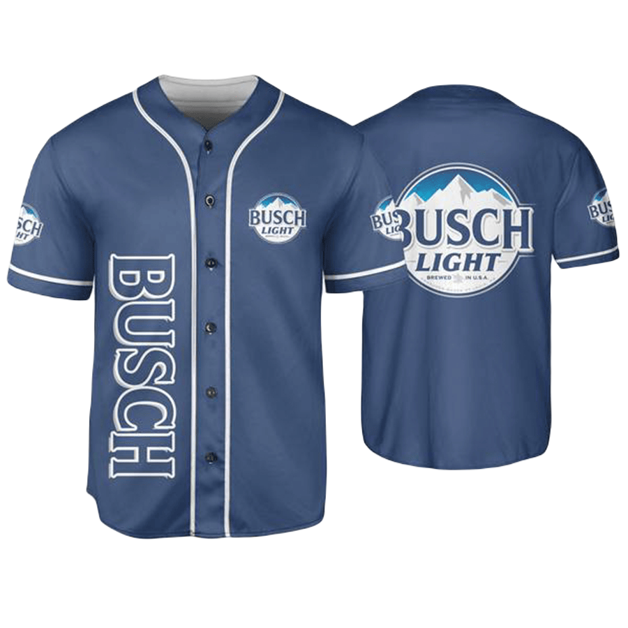 Busch Light Baseball Jersey Beer Logo Pattern Busch Light Jersey Shirt Blue Unisex Adult New Release