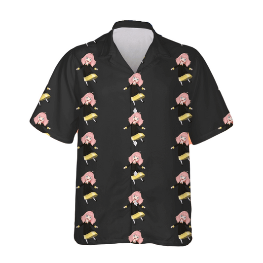 Spyxfamily Hawaii Shirt Cute Anya Forger Pattern Hawaiian Shirt Black Unisex