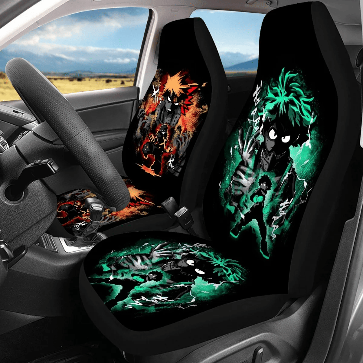 My Hero Academia Car Seat Covers Bakugou Katsuki And Midoriya Izuku Hero Seat Covers Orange Green