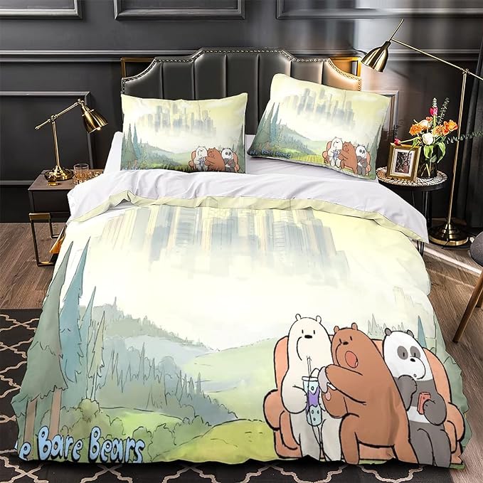 We Bare Bear Bedding Set We Bare Bear The City Duvet Covers Colorful Unique Gift