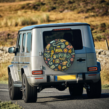 Hippie Spare Tire Cover Hippie Van Peace Sign Pattern Tire Covers Colorful