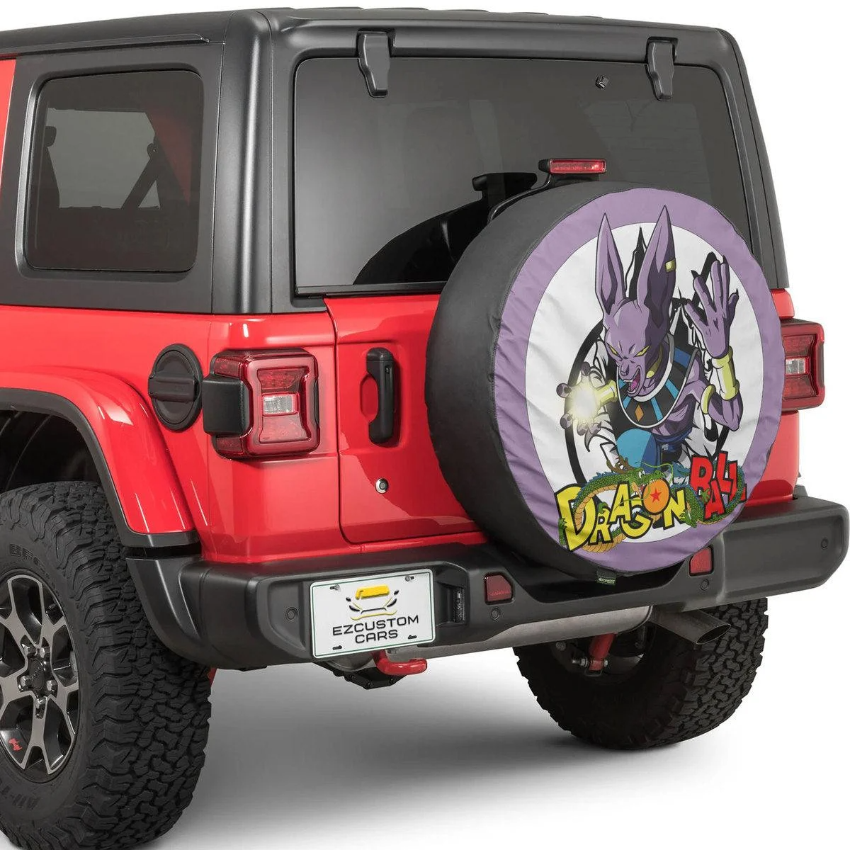 Dragon Ball Spare Tire Cover Dragon Ball Character Beerus Graphic Tire Covers White Purple