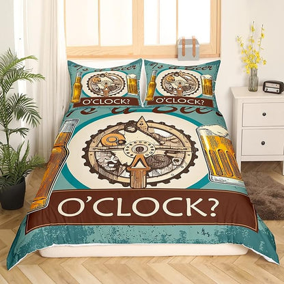 Beer Bedding Set Is It Beer O Clock Bottle And Mug Duvet Covers Blue Unique Gift