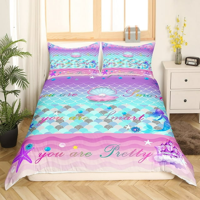 Mermaid Bedding Set Mermaid You Are Important Smart Pretty Duvet Covers Colorful Unique Gift