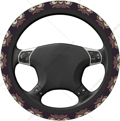 Native American Steering Wheel Cover Vintage Indian Owl Boho Patern Driving Wheel Cover Black