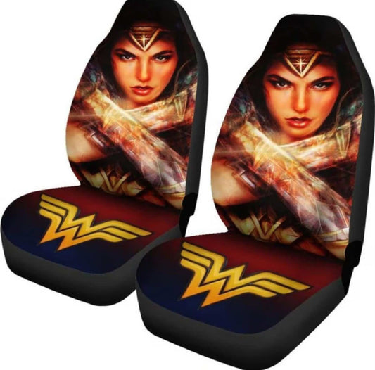 Wonder Woman Car Seat Covers DC Wonder Woman Defends Fighting Graphic Seat Covers Brown