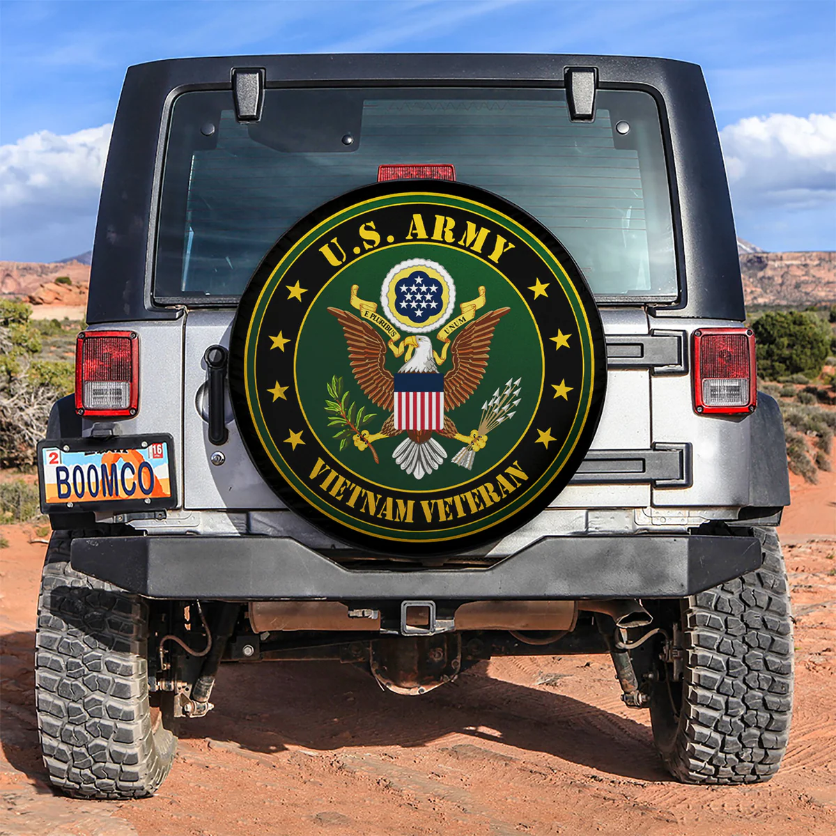 Veteran Spare Tire Cover US Army Symbol Vietnam Veteran Tire Covers Black Green