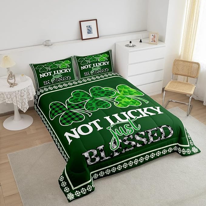 St Patrick Day Bedding Set Not Lucky Just Blessed Duvet Covers Green Unique Gift