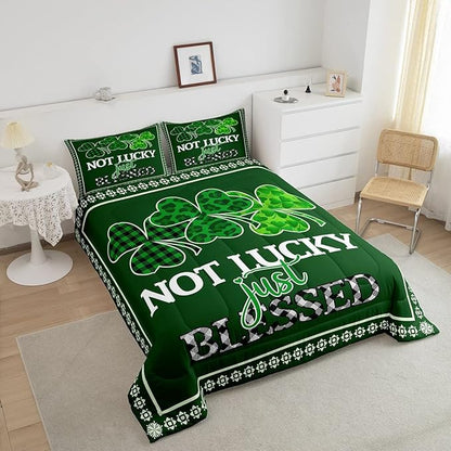 St Patrick Day Bedding Set Not Lucky Just Blessed Duvet Covers Green Unique Gift