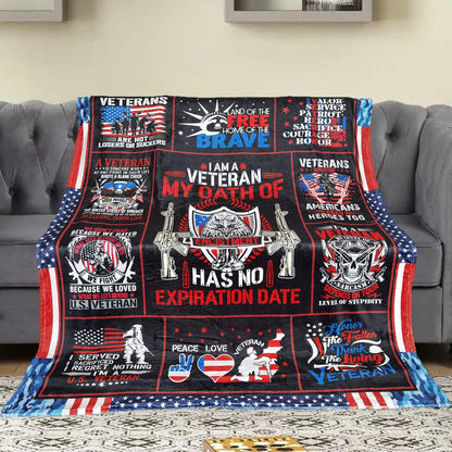 Veteran Blanket My Oath Of Enlistment Has No Expiration Date Blanket Black Red