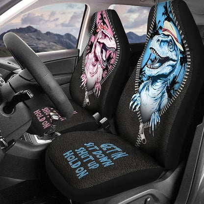 Dinosaur Car Seat Covers Dinosaur Get In Sit Down Shut Up Seat Covers Black