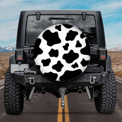 Cow Spare Tire Cover Cow Dot Fur Skin Pattern Tire Covers Black White