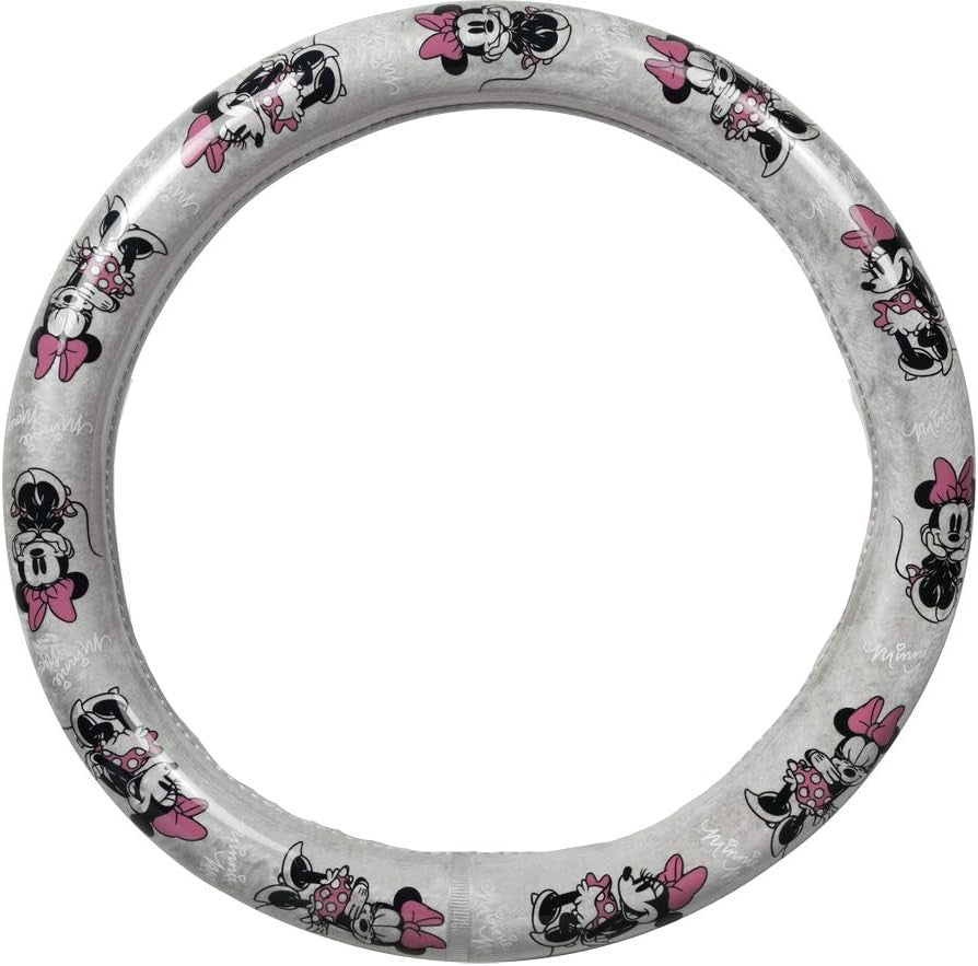 Minnie Steering Wheel Cover Minnie All Poses Pattern Driving Wheel Cover Gray