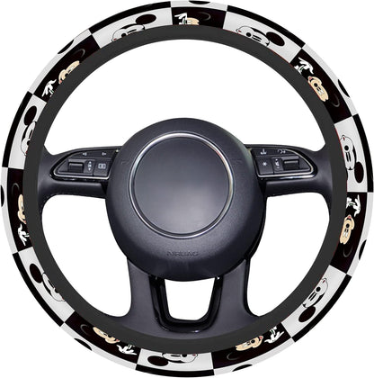 MM Steering Wheel Cover MM Head Emotions Graphic Driving Wheel Cover Black White