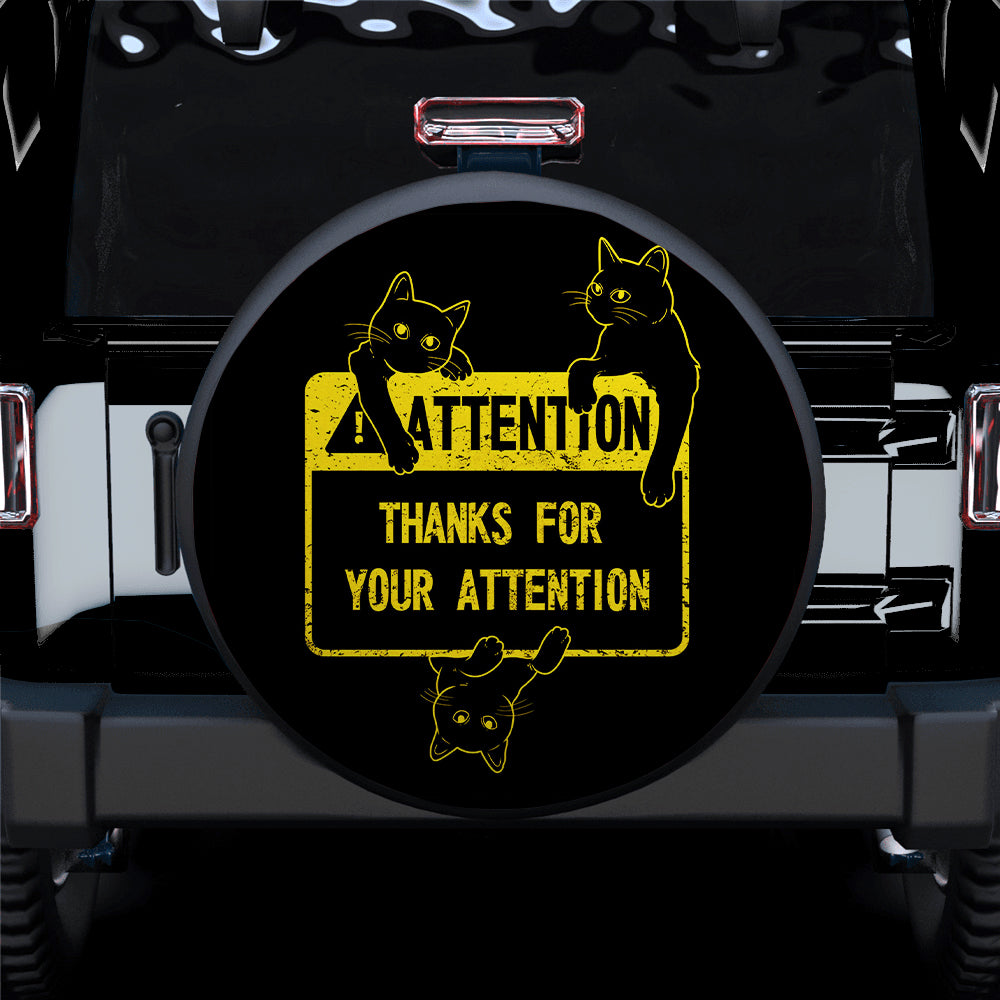 Funny Spare Tire Cover Cat Thanks For Your Attention Tire Covers Black Yellow