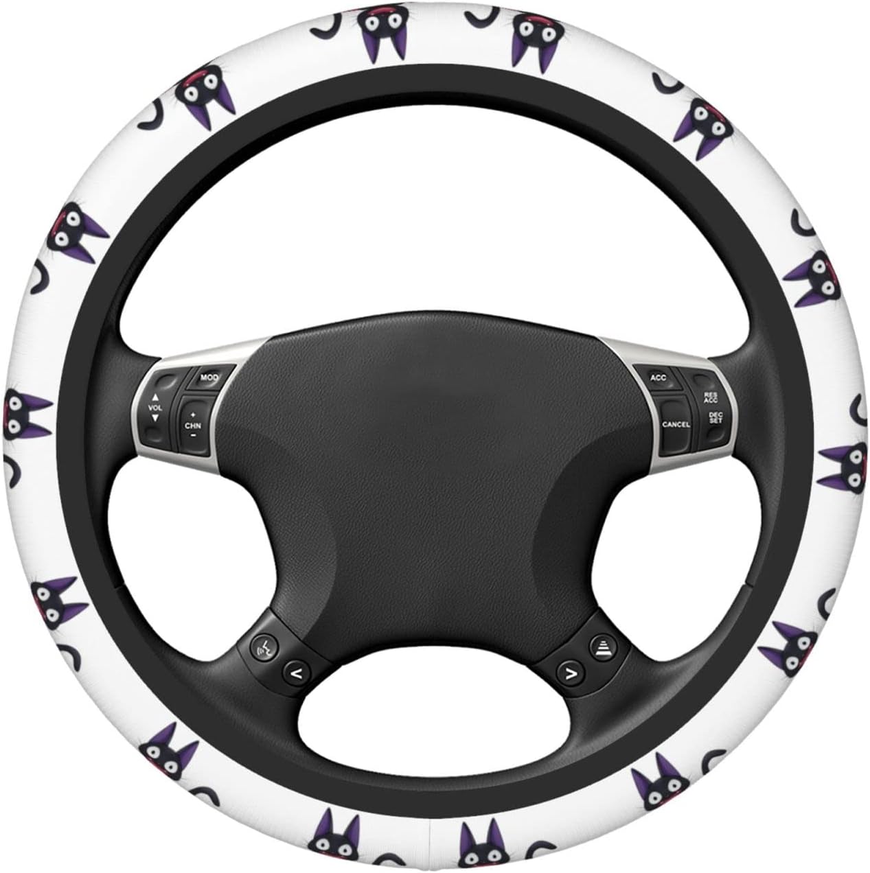 SGhibli Steering Wheel Cover Kiki Cat Delivery Service Pattern Driving Wheel Cover White