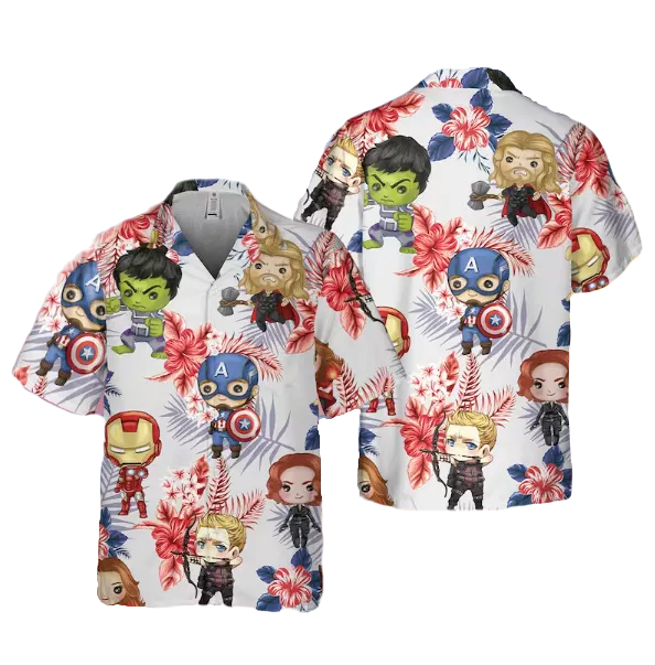 MV Hawaii Shirt MV Avengers Chibi Original Six Heroes Hawaiian Shirt Colorful Unisex