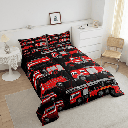 Firefighter Bedding Set Firefighter Truck All Style Pattern Duvet Covers Black Red Unique Gift