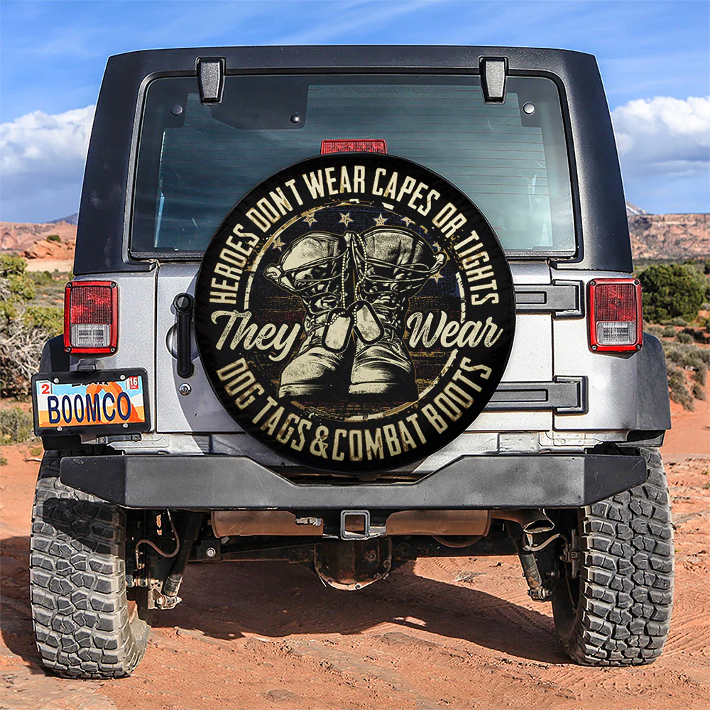 Veteran Spare Tire Cover They Wear Dog Tags And Combat Boots Tire Covers Black Brown