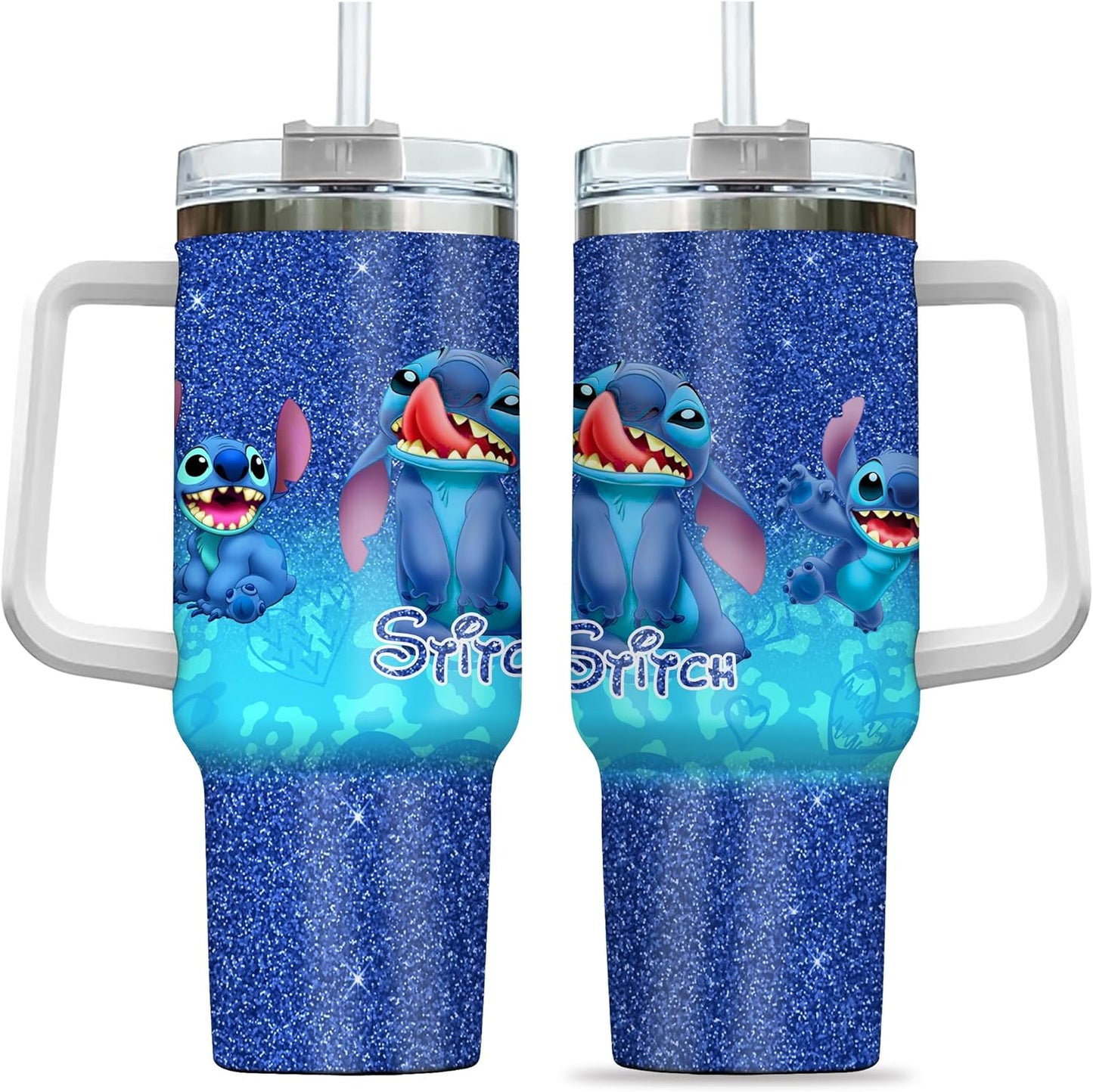 Stitch 40 Oz Tumbler Stitch Licking Tounge Pattern Tumbler 40 Oz Blue