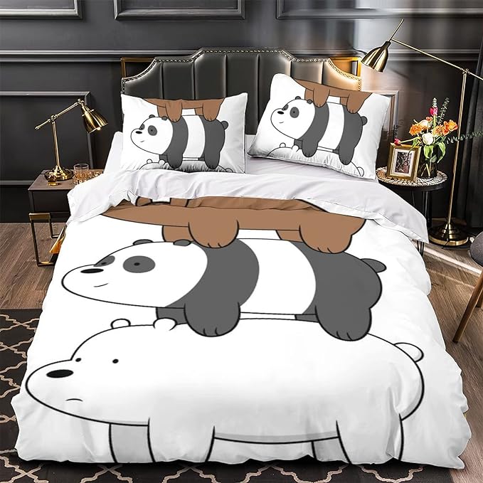 We Bare Bear Bedding Set We Bare Bear Build Tower Duvet Covers White Unique Gift