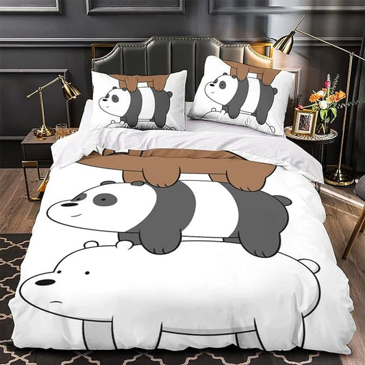 We Bare Bear Bedding Set We Bare Bear Build Tower Duvet Covers White Unique Gift