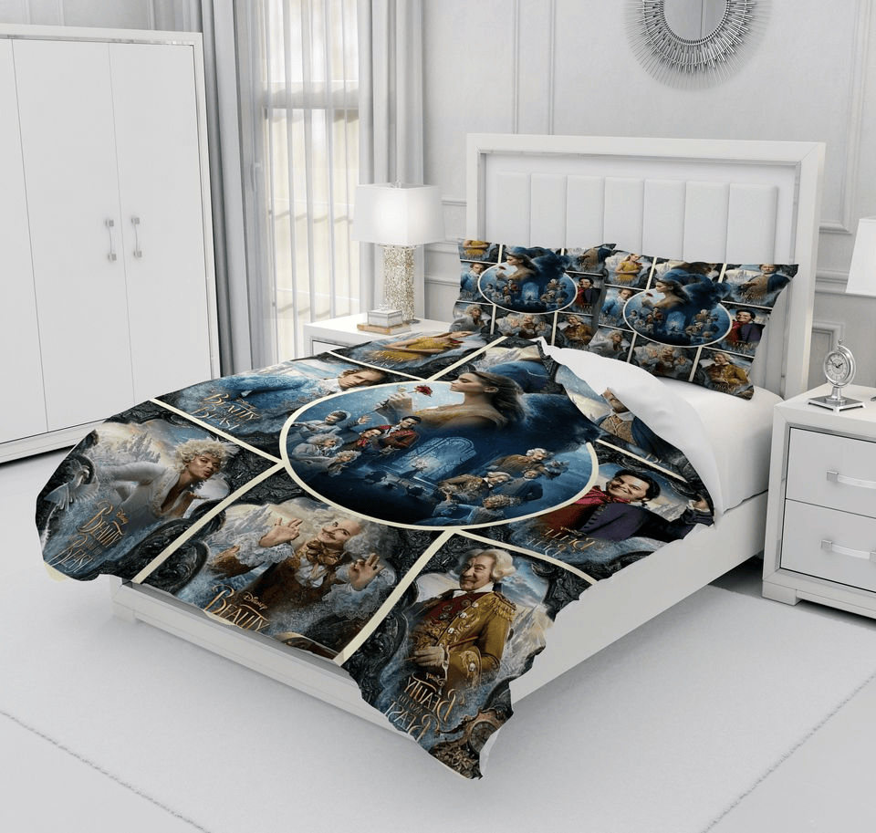 Beauty And The Beast Bedding Set Beauty And The Beast All Characters Duvet Covers Blue Unique Gift