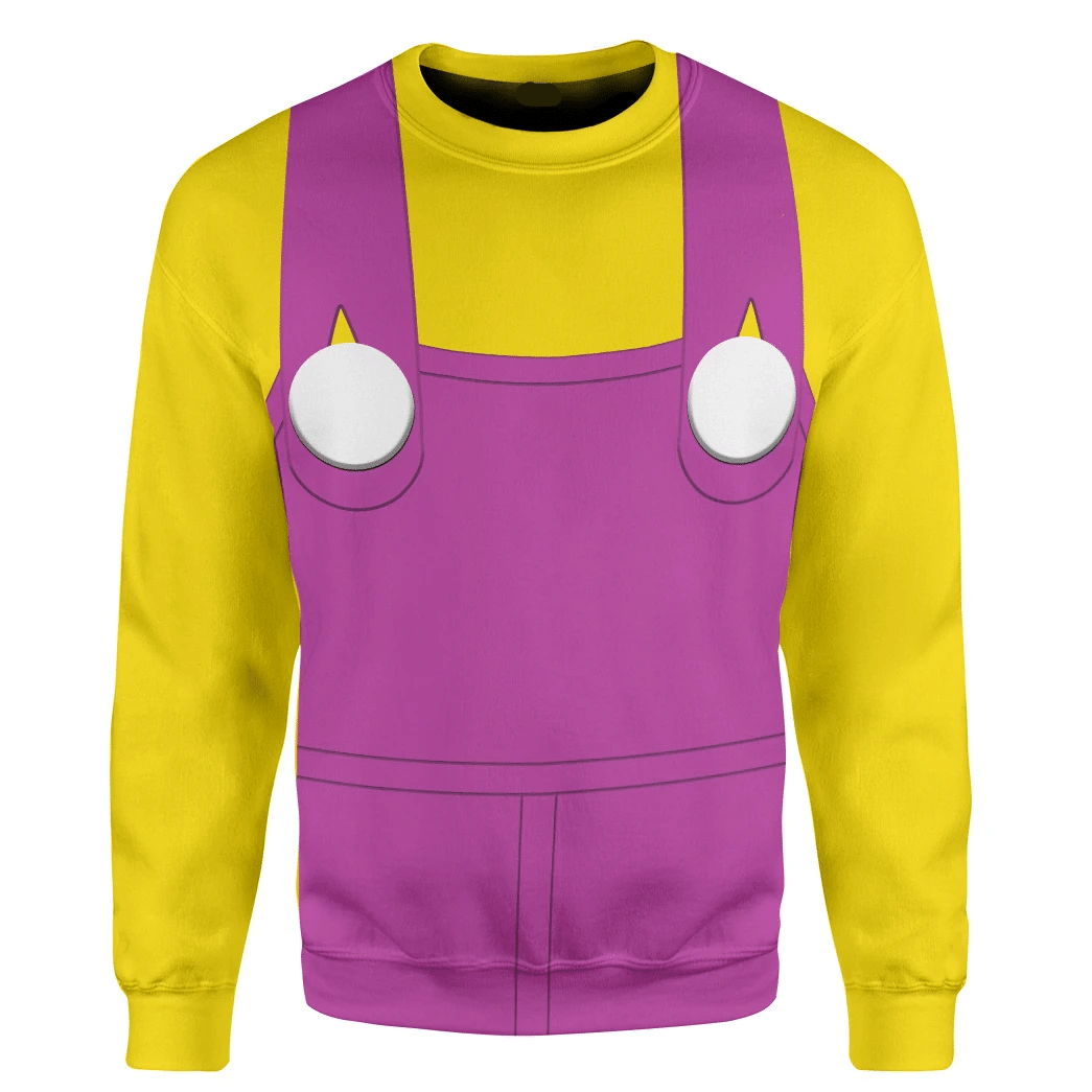 Super Mario Costume Hoodie Game Character Wario Costume T-shirt Sweatshirt Yellow Pink Unisex Adults