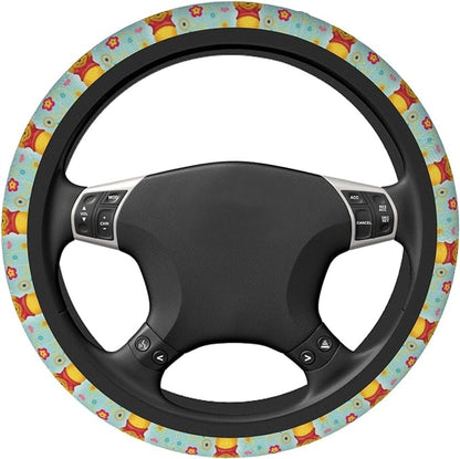 WTP Steering Wheel Cover Pooh Carrying Friends Pattern Driving Wheel Cover Colorful