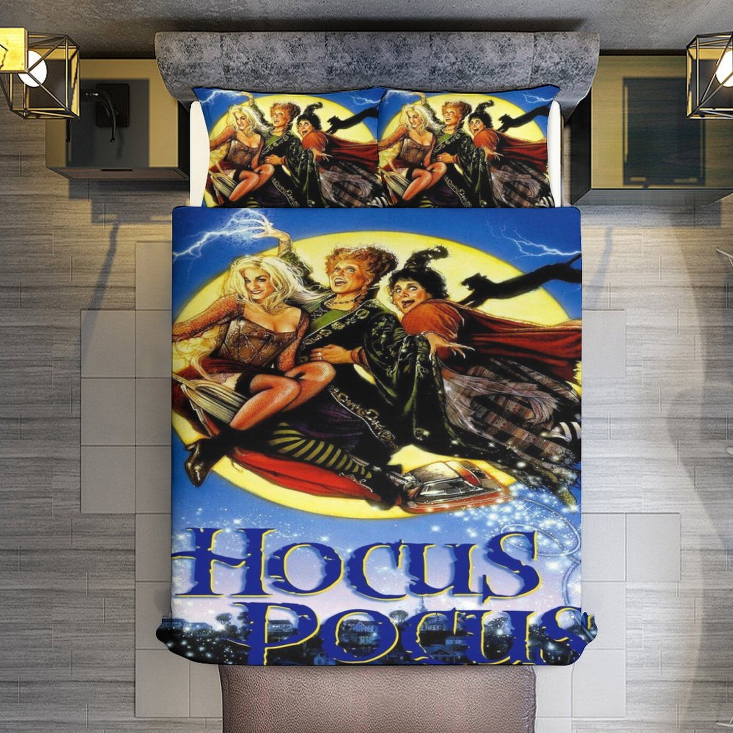 Hocus Pocus Bedding Set Hocus Pocus Sanderson Sisters Flying Duvet Covers Blue Unique Gift