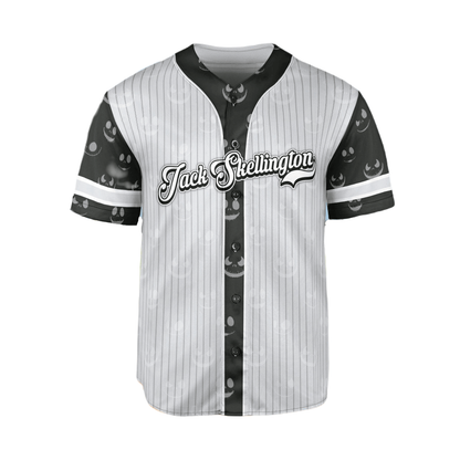 TNBC Baseball Jersey Jack Skellington Playing Football Jersey Shirt Black Gray Unisex Adult