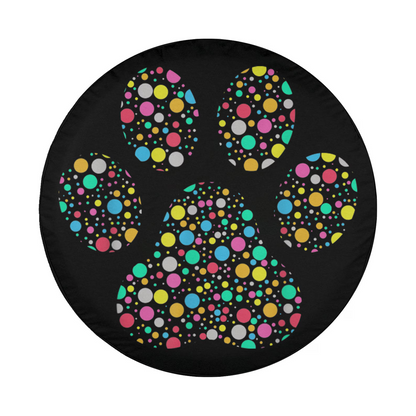 Dog Spare Tire Cover Polka Dot Dog Pawrprint Pattern Tire Covers Colorful